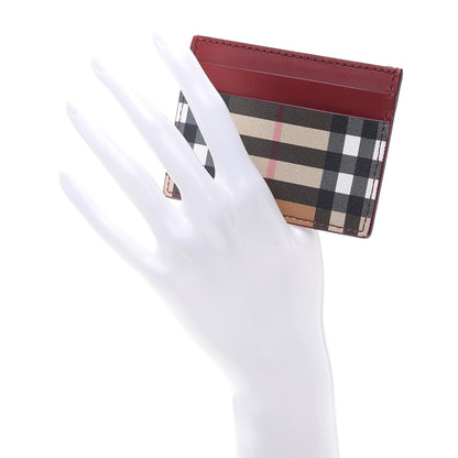 Burberry Smooth Calfskin Vintage Check Sandon Card Case Crimson 2 of 6