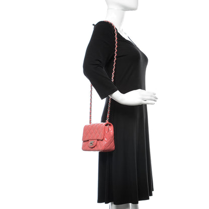 Chanel Patent Quilted Mini Square Flap Pink 2 of 11