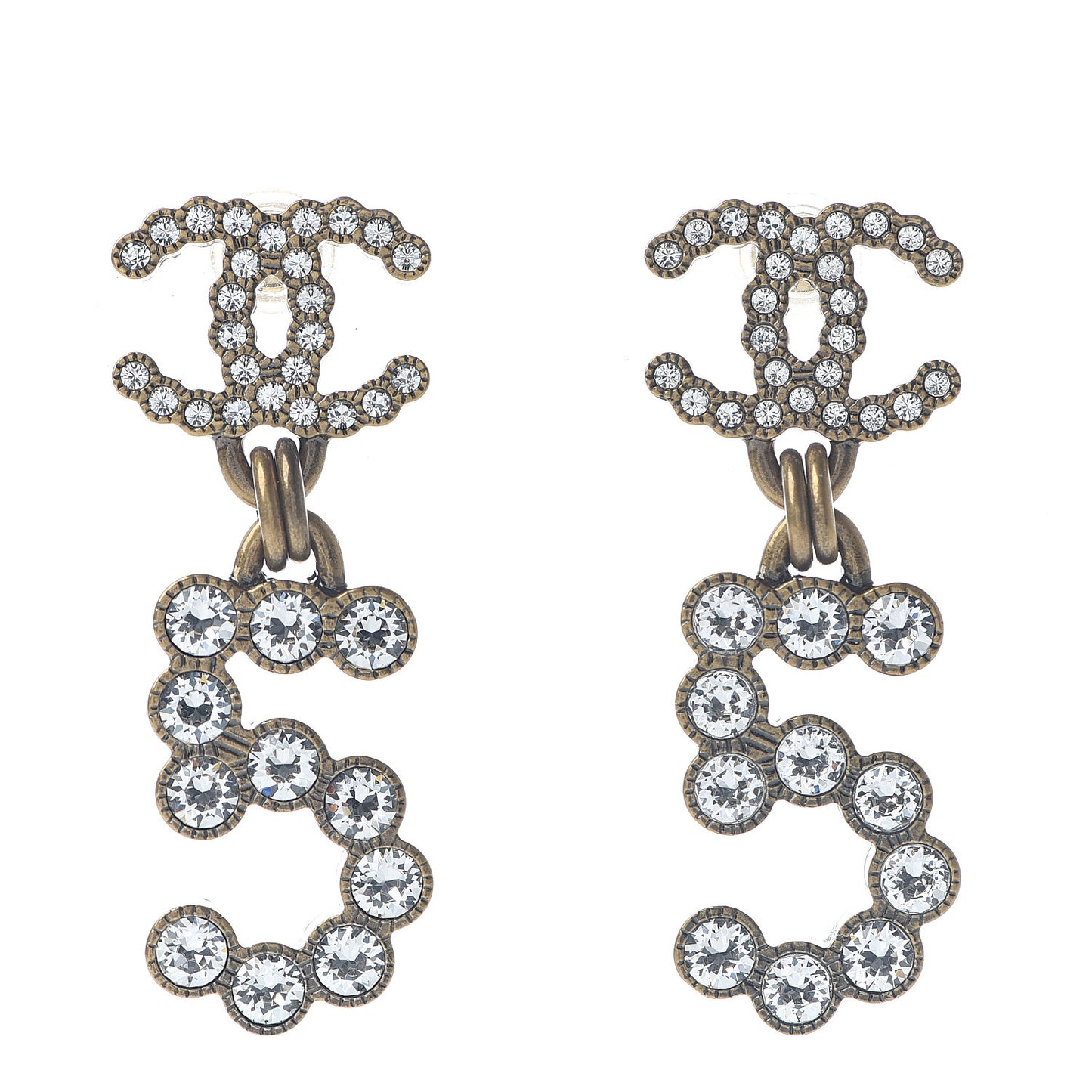 Metal Crystal City of Lights No 5 Drop Earrings Gold