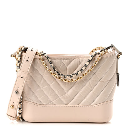 Chanel Aged Calfskin Chevron Quilted Small Gabrielle Hobo Beige 1 of 11