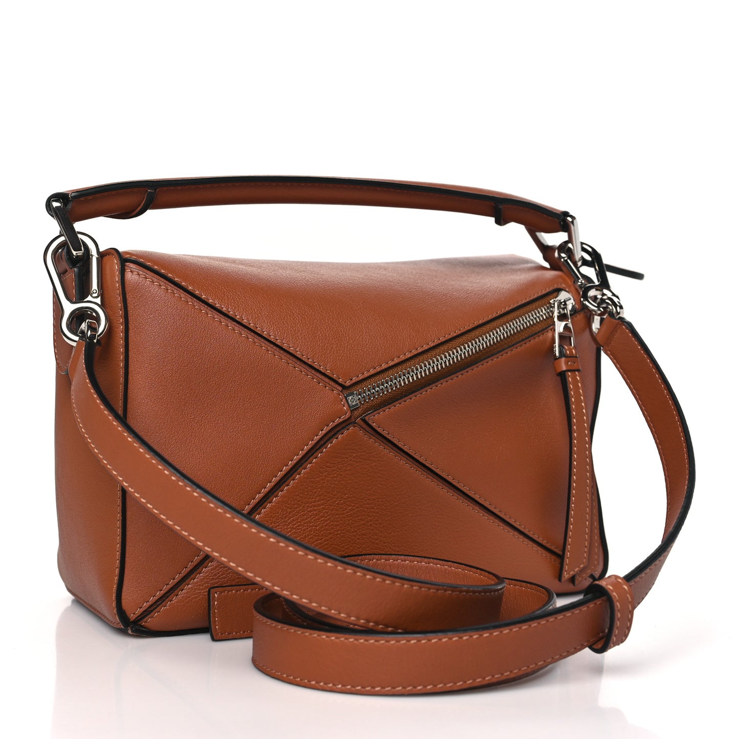 Grained Calfskin Small Puzzle Bag Tan