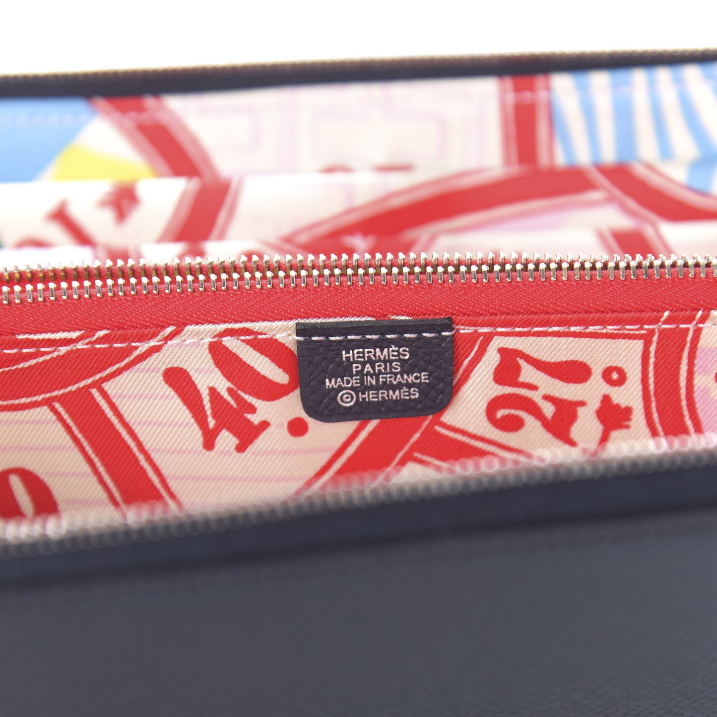 Epsom Silk'In Wallet Bleu Indigo Rouge De Coeur
