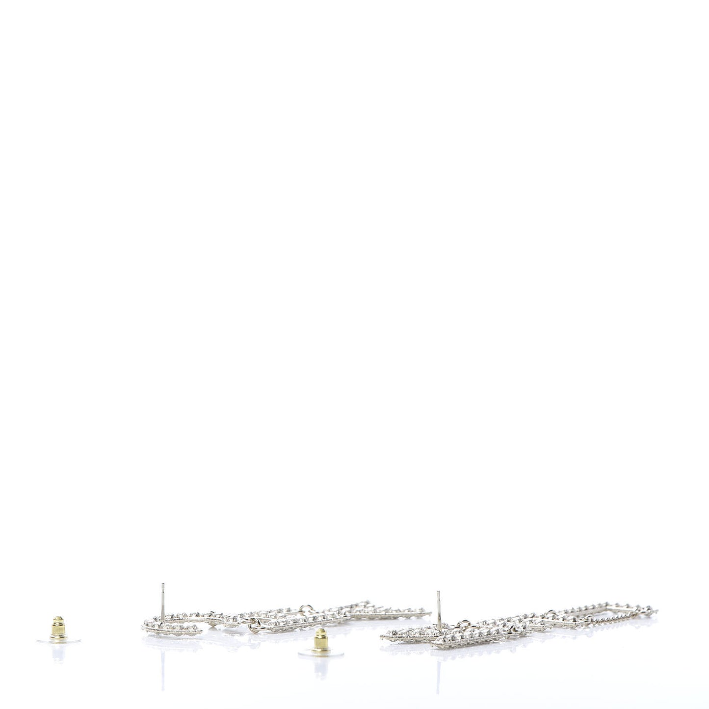Crystal Cha-Nel Logo Drop Earrings Gold