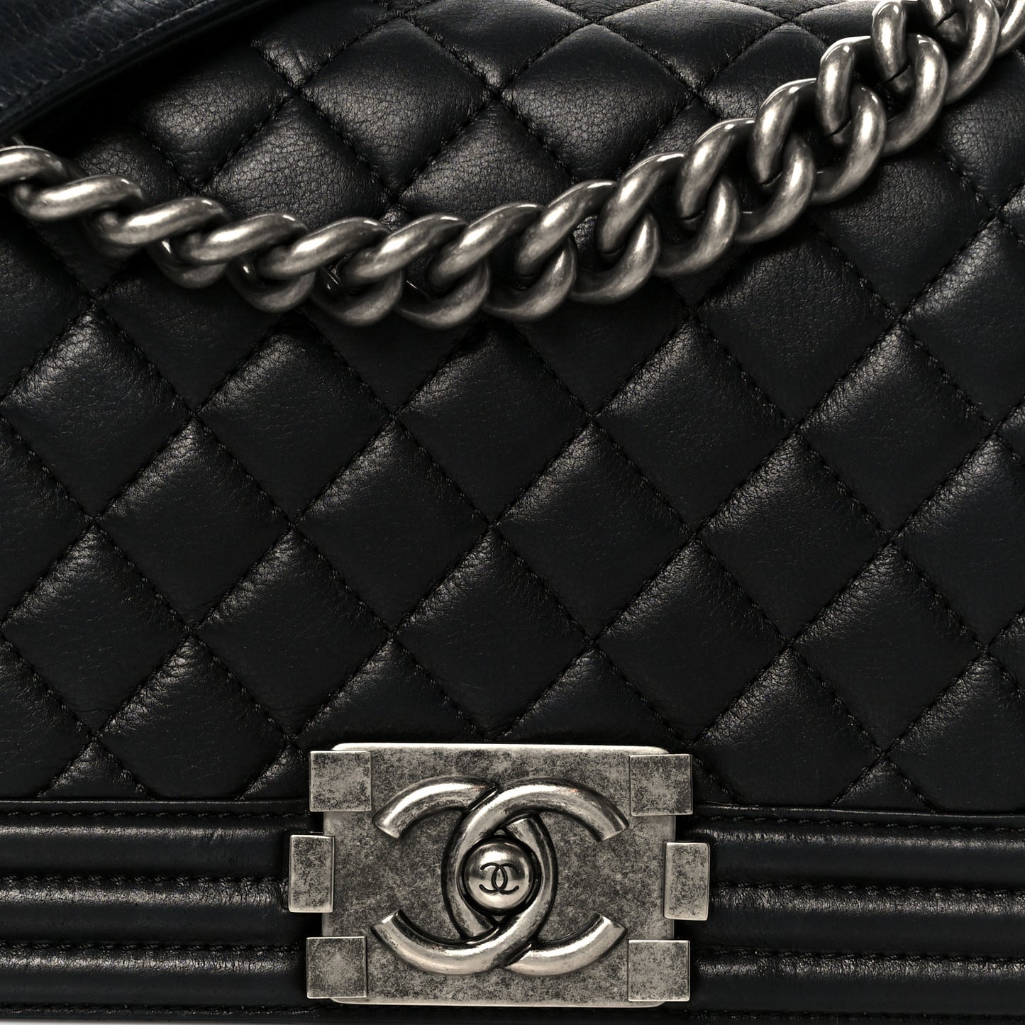 Calfskin Quilted Medium Boy Flap Black