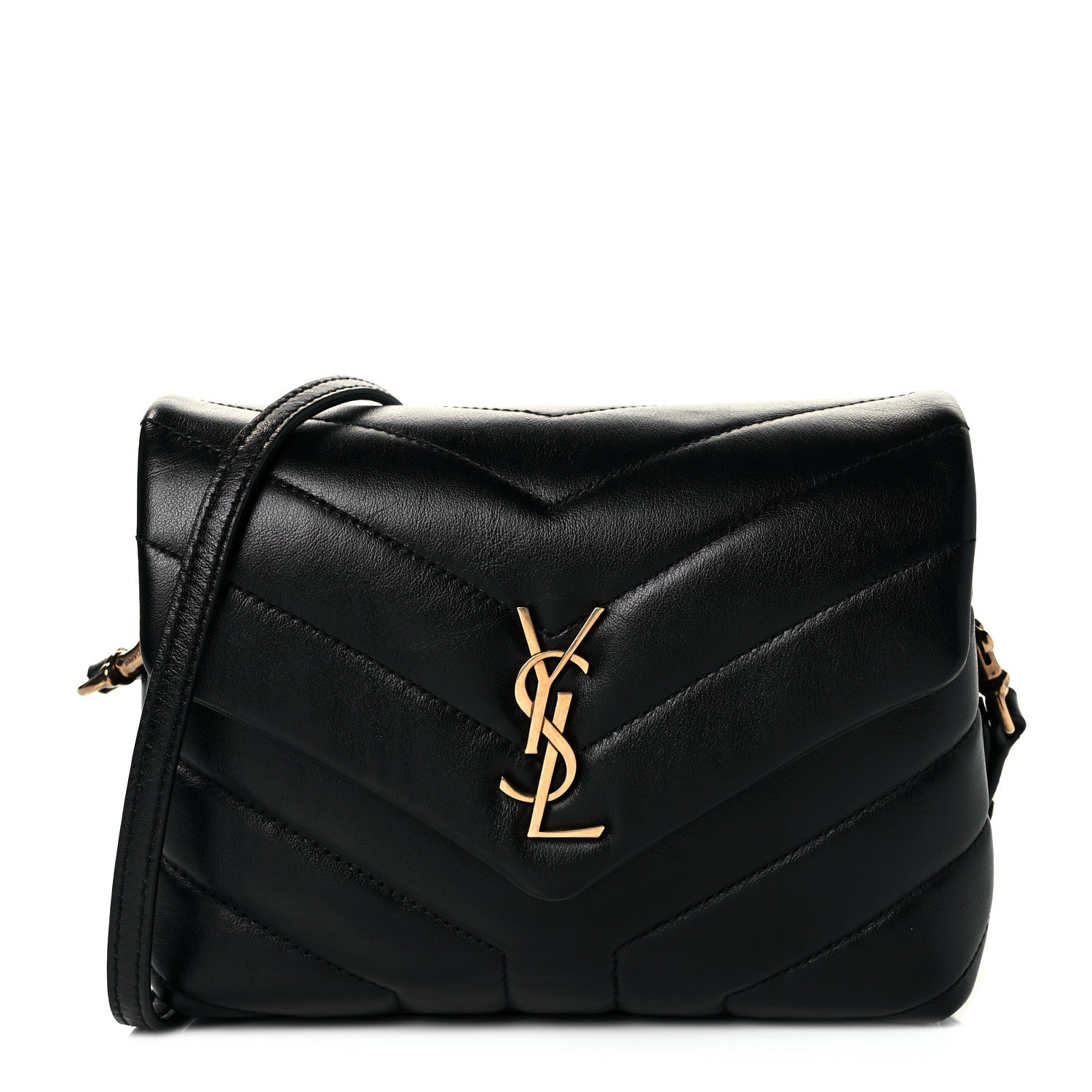 Saint Laurent Calfskin Y Quilted Monogram Toy Loulou Crossbody Bag Black 1 of 10