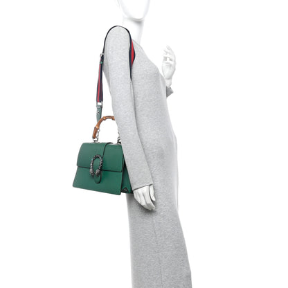 Gucci Dollar Calfskin Crystal Web Medium Dionysus Bamboo Top Handle Bag Emerald 3 of 15