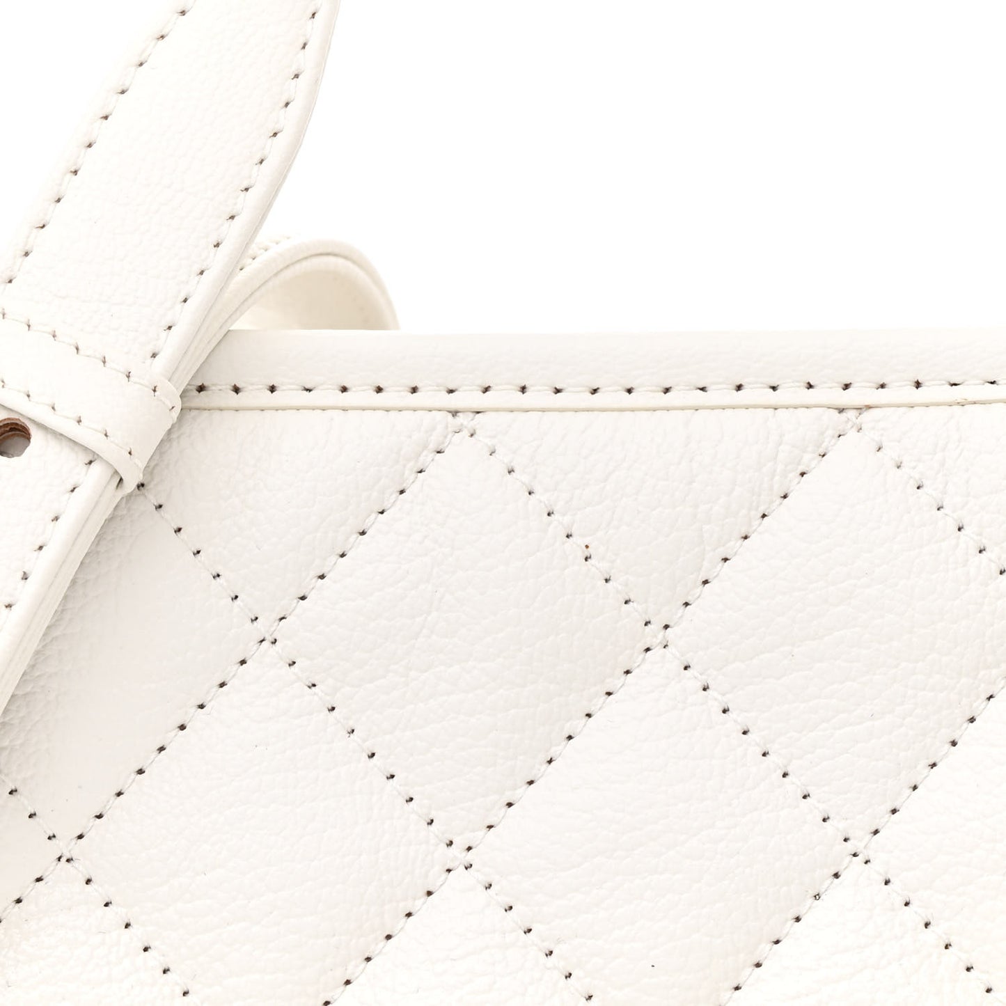 Patent Goatskin Quilted Medium Gabrielle Hobo White