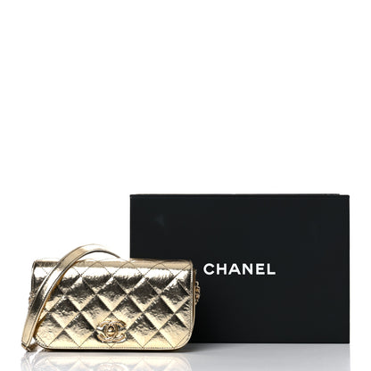 Chanel Hammered Metallic Calfskin Quilted Flap Gold 13 of 13