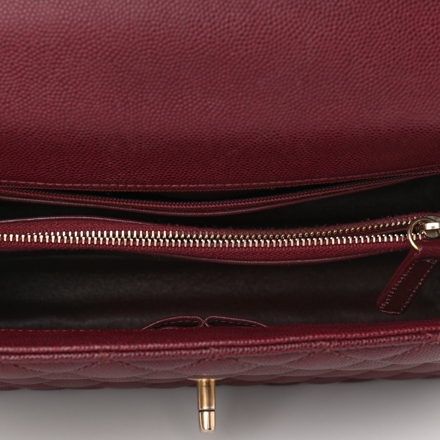 Caviar Lizard Quilted Small Coco Handle Flap Burgundy
