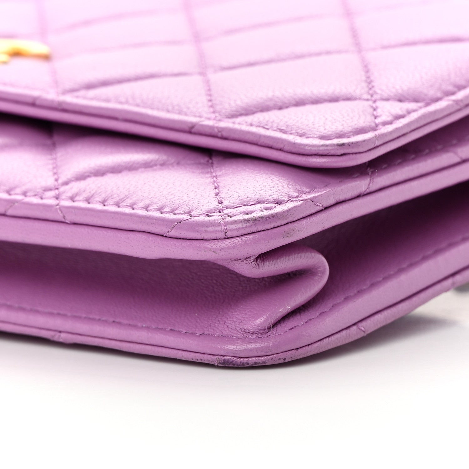 Chanel Lambskin Quilted CC Pearl Crush Wallet on Chain WOC Purple 11 of 16