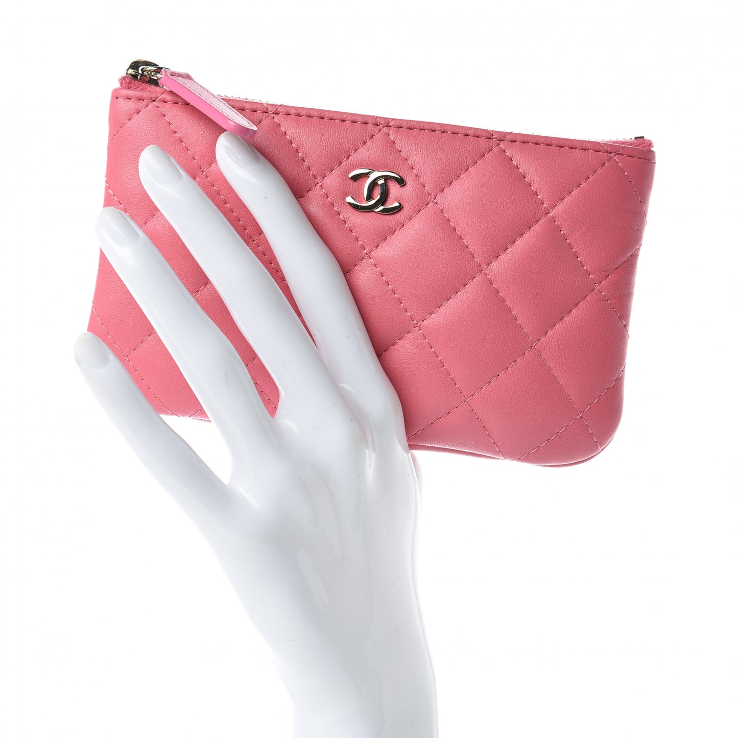 Lambskin Quilted Small Casino Cosmetic Case Pink