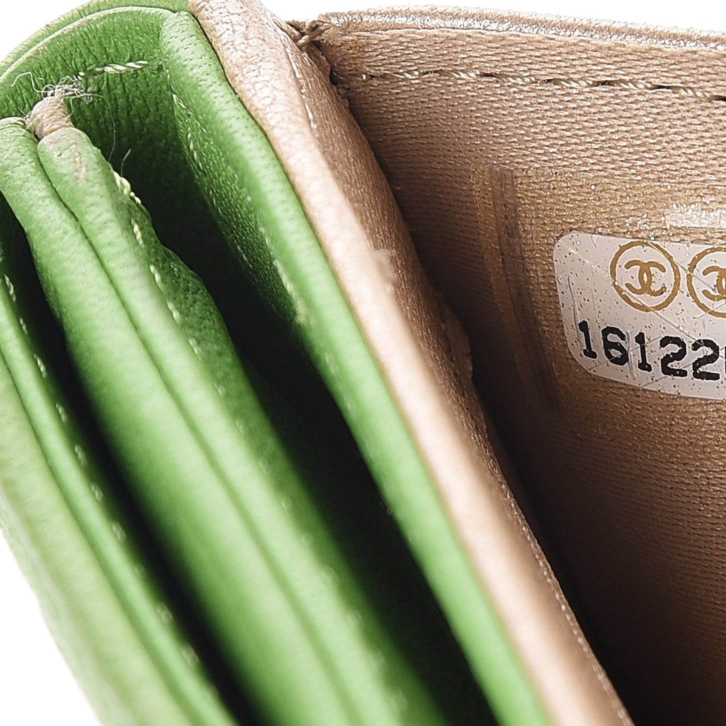 Lambskin Embossed Camellia French Wallet Light Green