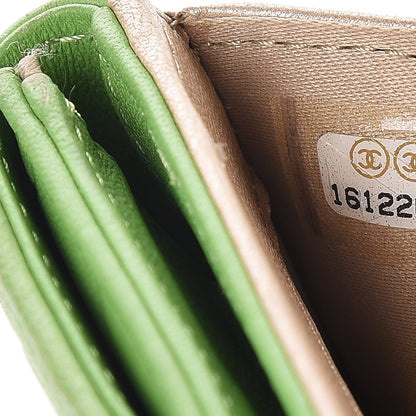 Chanel Lambskin Embossed Camellia French Wallet Light Green 8 of 9