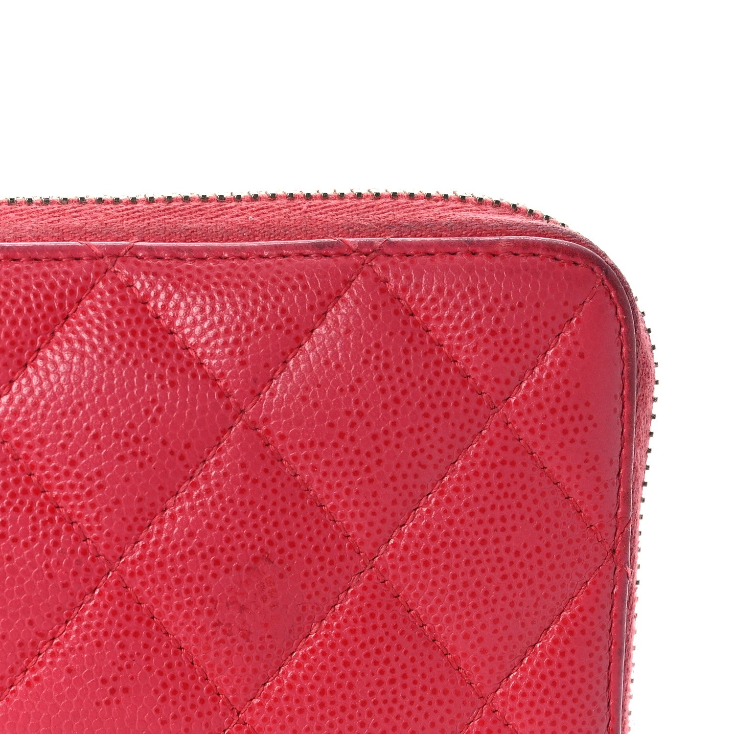 Chanel Caviar Quilted Large Gusset Zip Around Wallet Fuchsia 16 of 22