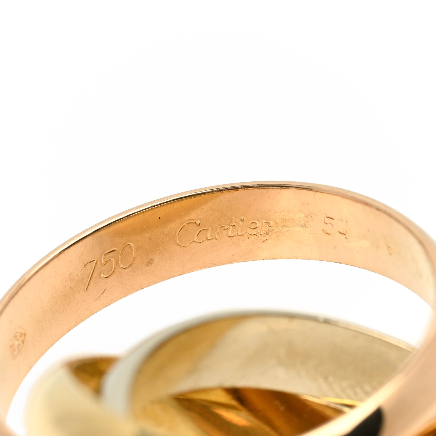 Cartier 18K Pink Yellow White Gold Classic Trinity Ring 54 6.75 4 of 4