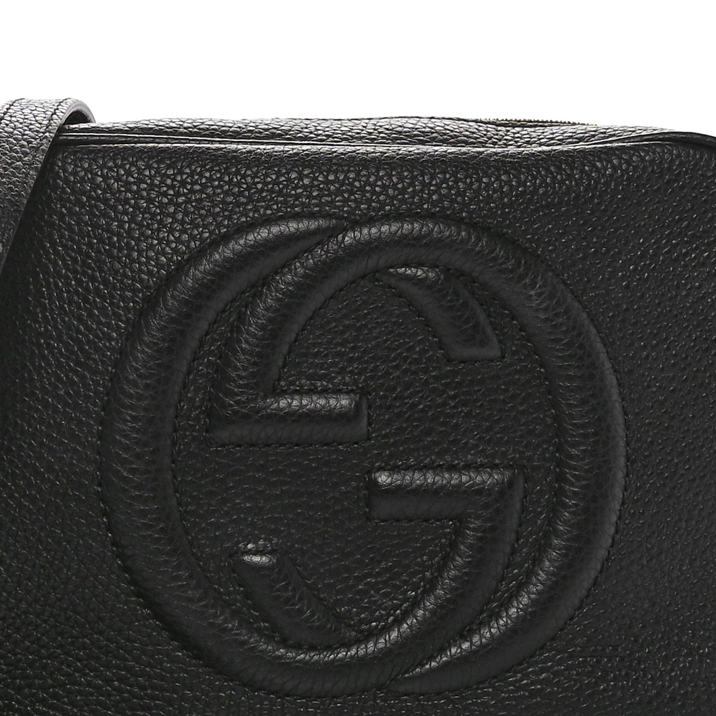 Pebbled Calfskin Small Soho Disco Bag Black