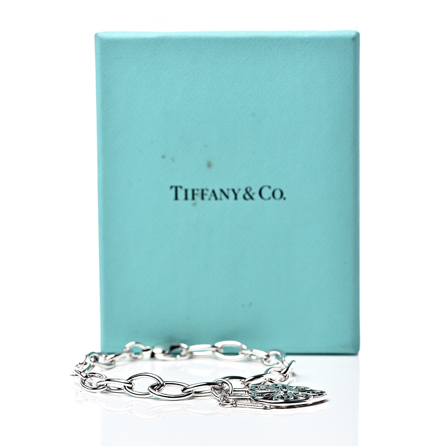 Tiffany Sterling Silver Filigree Heart Key Bracelet 5 of 5