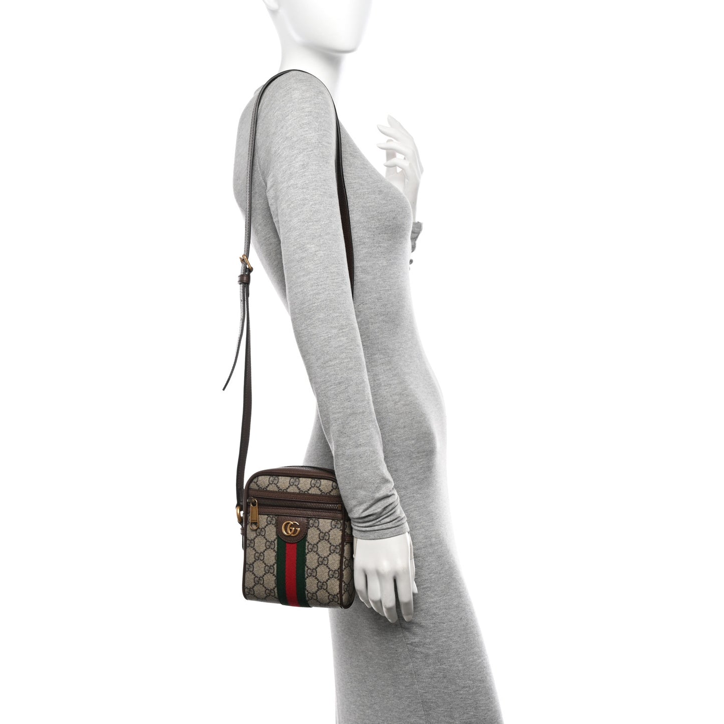 GG Supreme Monogram Web Mini Ophidia Messenger Brown
