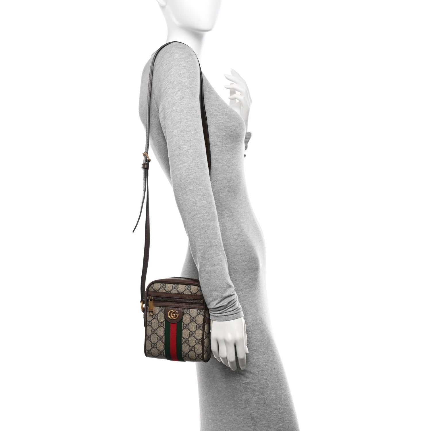Gucci GG Supreme Monogram Web Mini Ophidia Messenger Brown 2 of 11