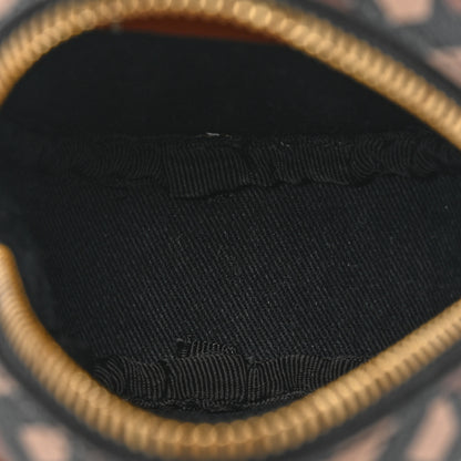 Versace Coated Canvas Calfskin La Greca Round Zip Pouch Black Caramel 5 of 8