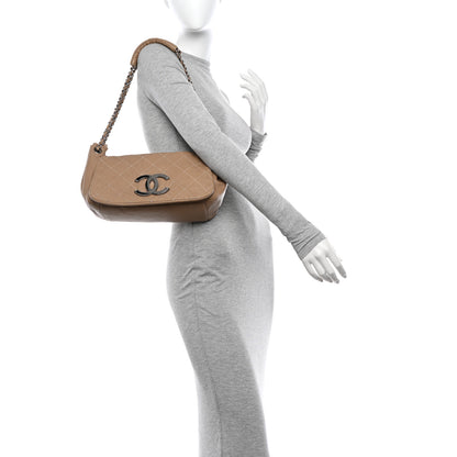 Chanel Lambskin Contrast Stitch Surpique Accordion Flap Beige 2 of 13