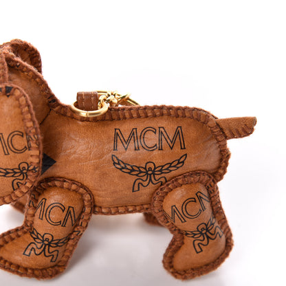 MCM Visetos Dog Key Ring Bag Charm Cognac 4 of 5