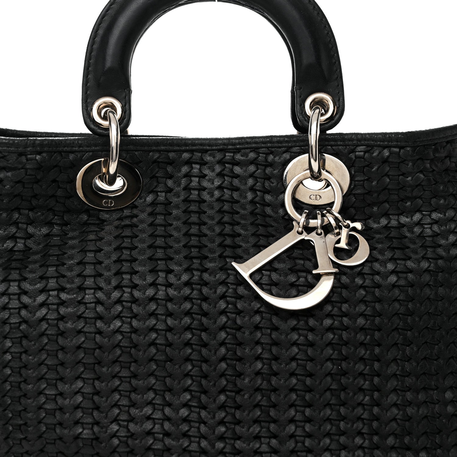 Christian Dior Lambskin Woven Dior Tote Black 8 of 10