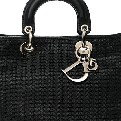 Christian Dior Lambskin Woven Dior Tote Black 8 of 10