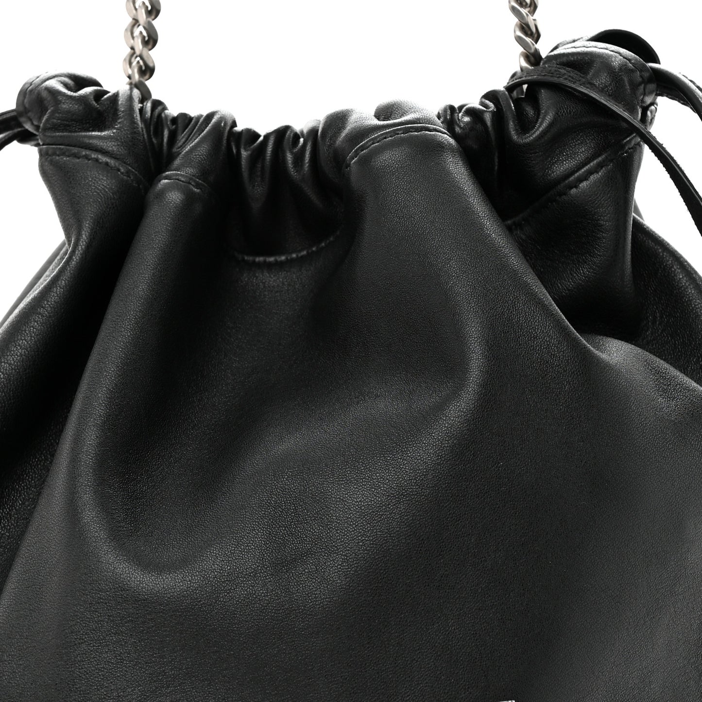 Lambskin Teddy Drawstring Bag Black