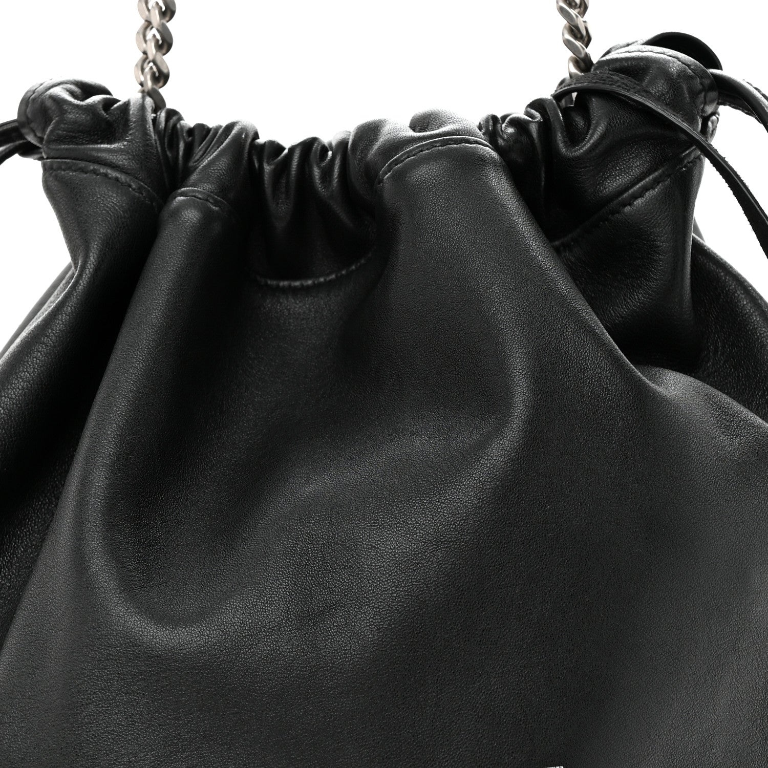 Saint Laurent Lambskin Teddy Drawstring Bag Black 8 of 12