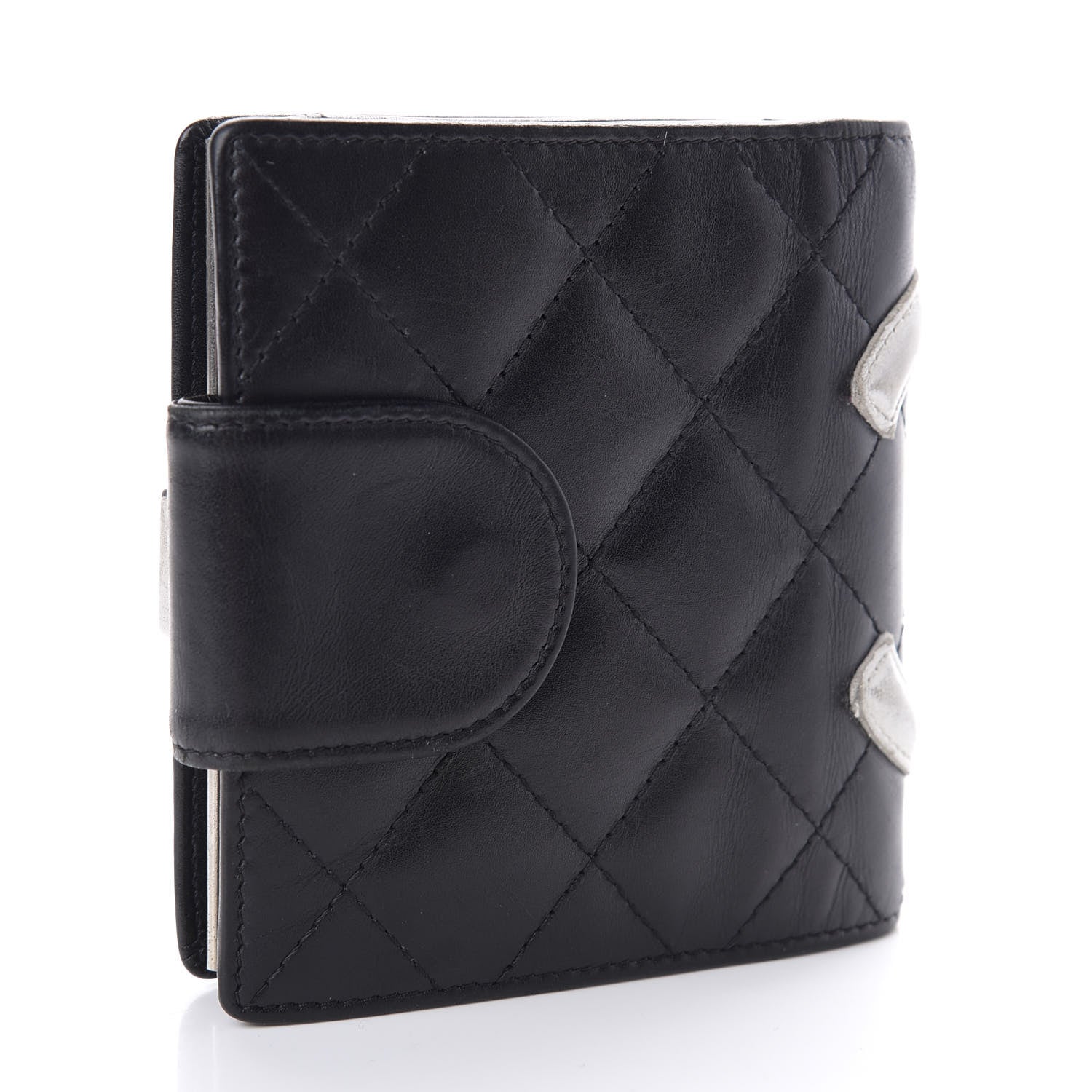 Chanel Calfskin Quilted Cambon Bi-Fold Wallet Black White 3 of 7