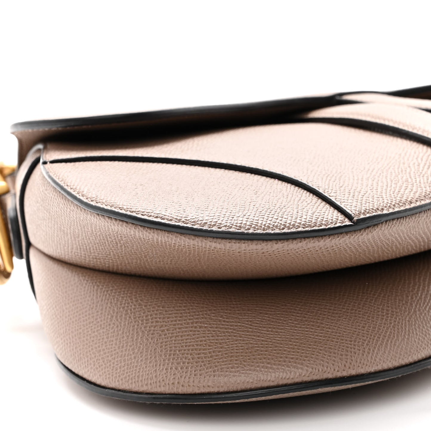 Grained Calfskin Saddle Bag With Strap Warm Taupe