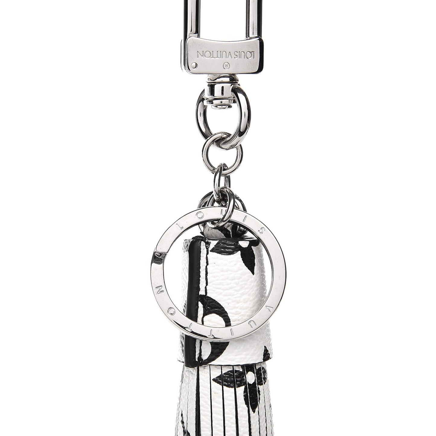 Monogram Tassel Bag Charm White