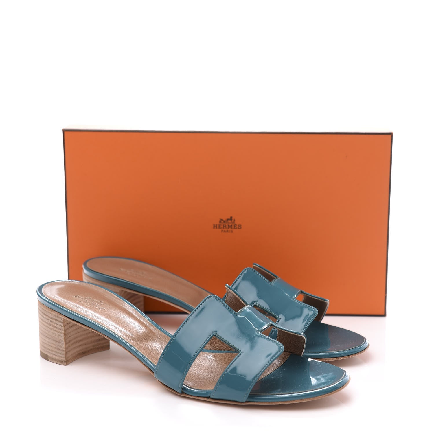 Hermes Patent Oasis Sandals 40.5 Lagon 10 of 10