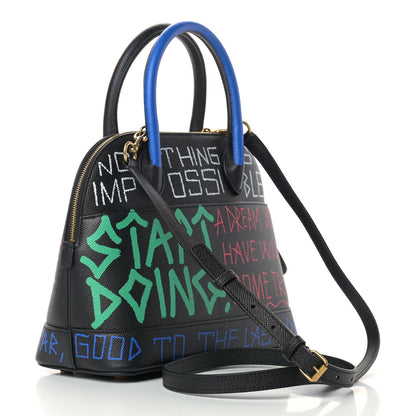 Balenciaga Signature Grained Calfskin Graffiti S Ville Top Handle Bag Black Multicolor 3 of 10