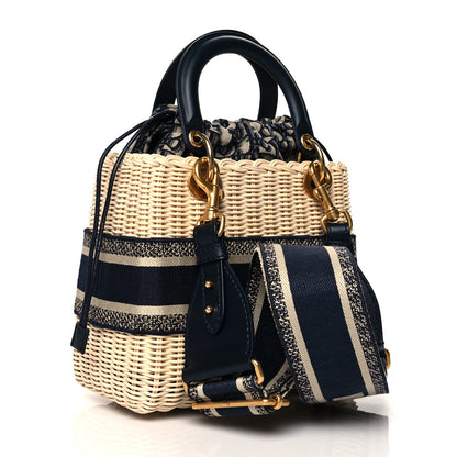 Christian Dior Wicker Oblique Medium Lady Dior Bag Blue 2 of 8