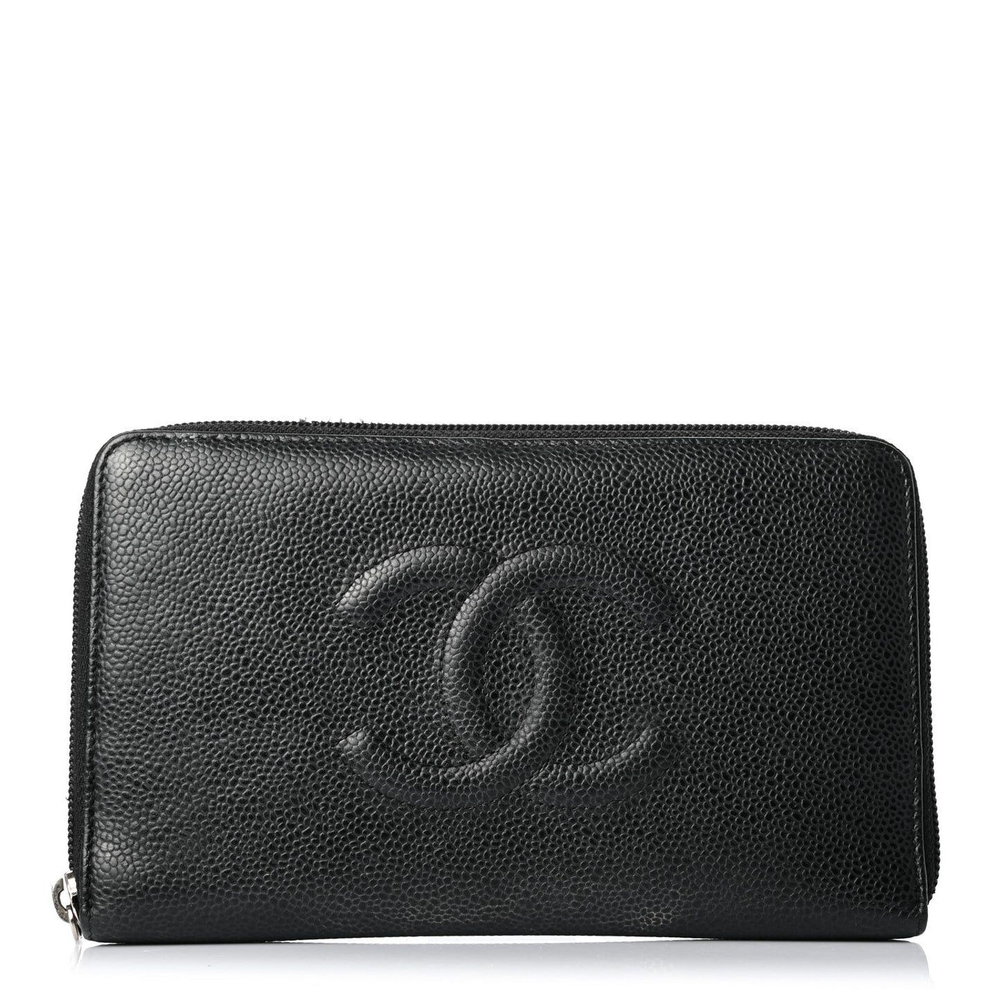 Caviar Large Timeless CC Zip Around Organizer Wallet Black