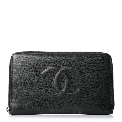 Chanel Caviar Large Timeless CC Zip Around Organizer Wallet Black 1 of 12