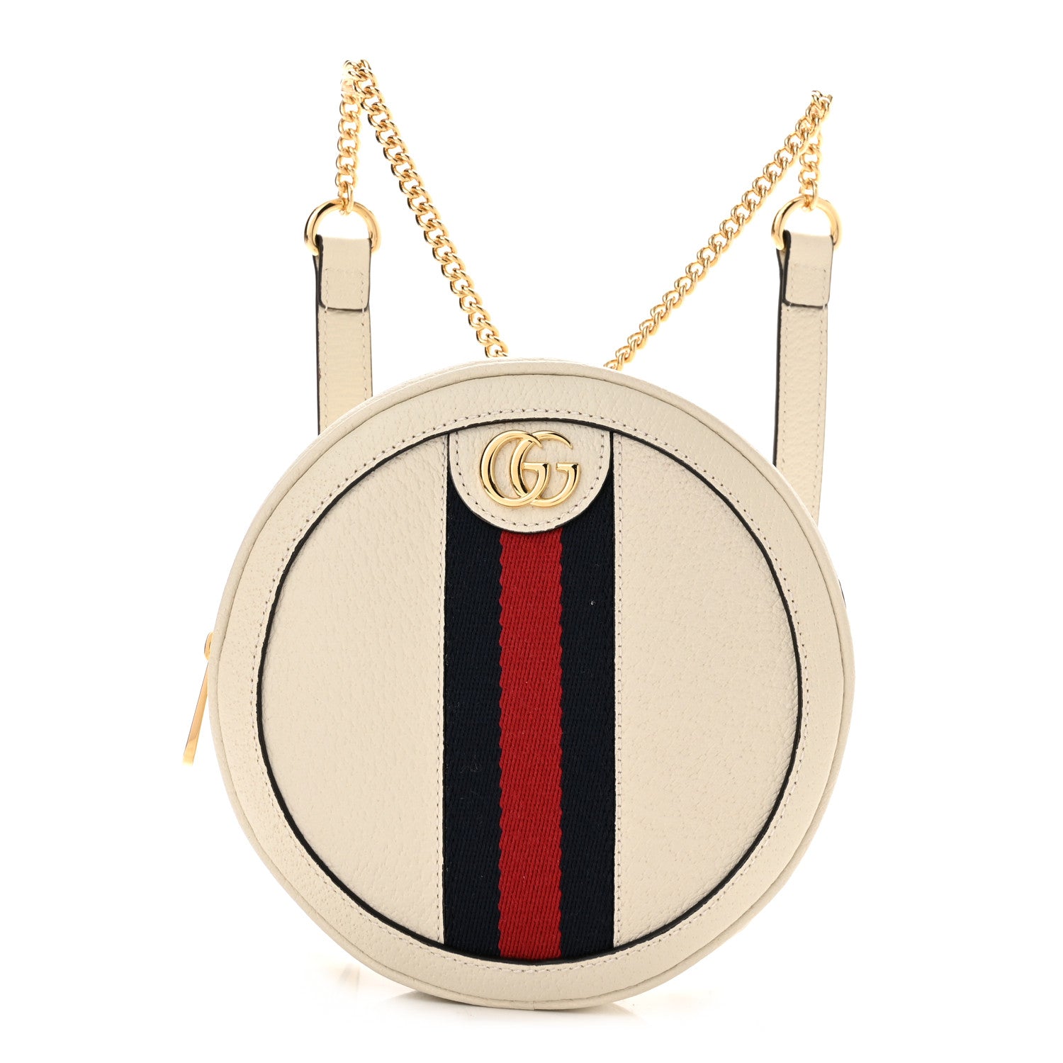 Gucci Textured Calfskin Web Mini Ophidia Round Backpack Mystic White 1 of 11