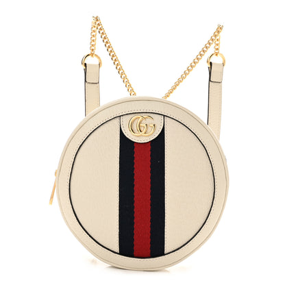 Gucci Textured Calfskin Web Mini Ophidia Round Backpack Mystic White 1 of 11