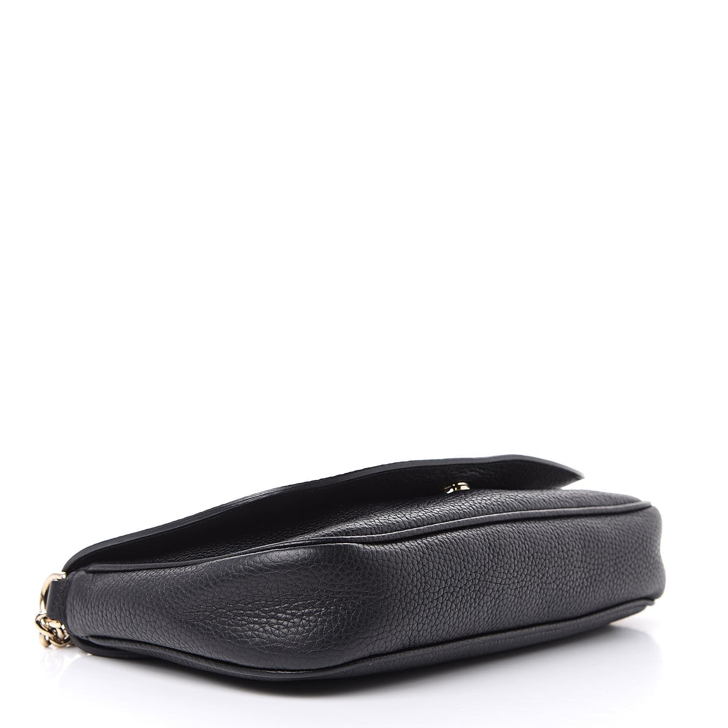 Pebbled Calfskin Medium Soho Flap Crossbody Black