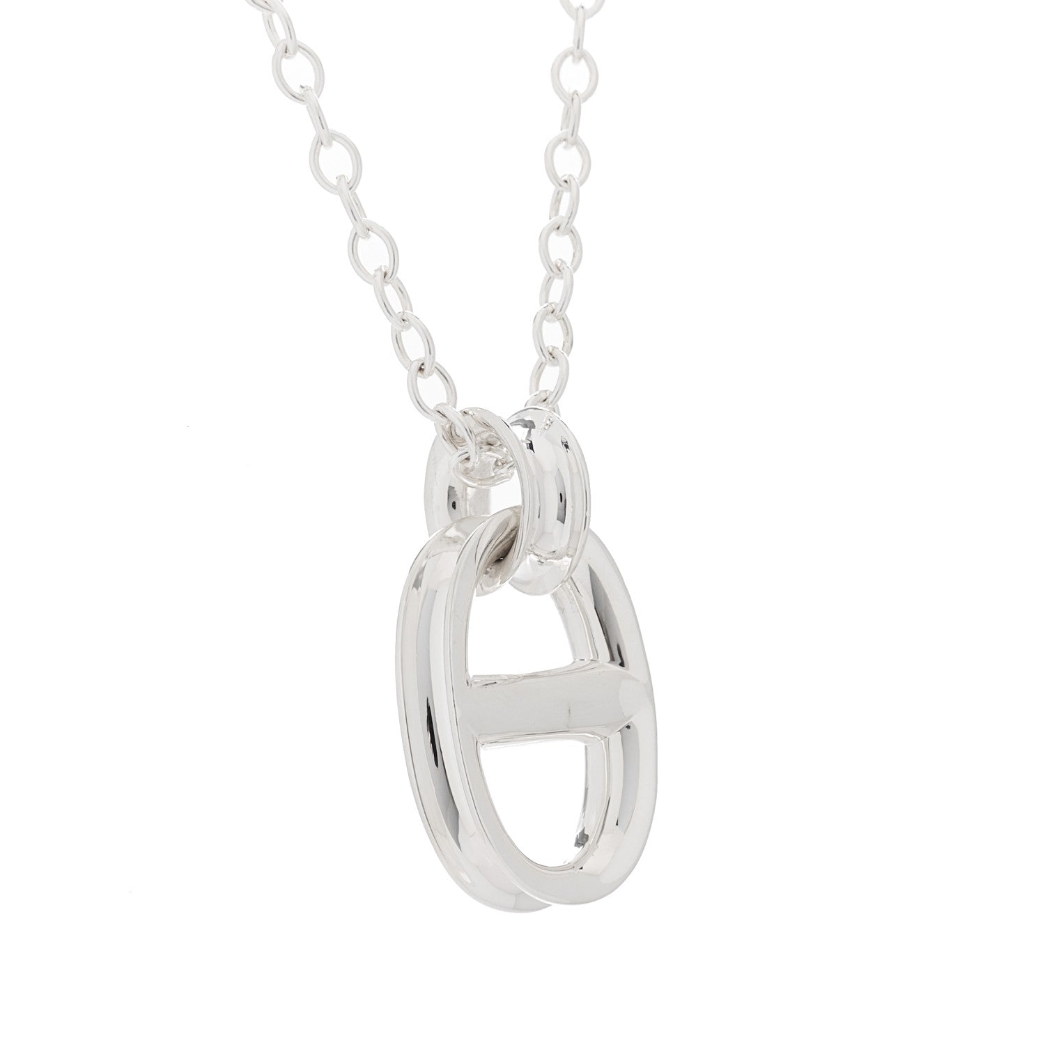 Hermes Sterling Silver TGM Reponse Pendant Necklace 6 of 7
