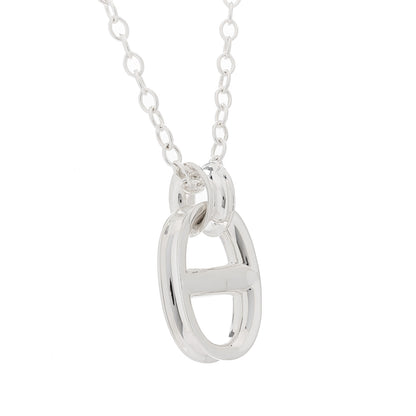 Hermes Sterling Silver TGM Reponse Pendant Necklace 6 of 7
