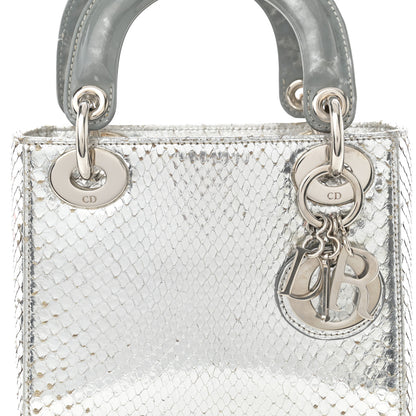 Christian Dior Metallic Snakeskin Mini Lady Dior Silver 8 of 12