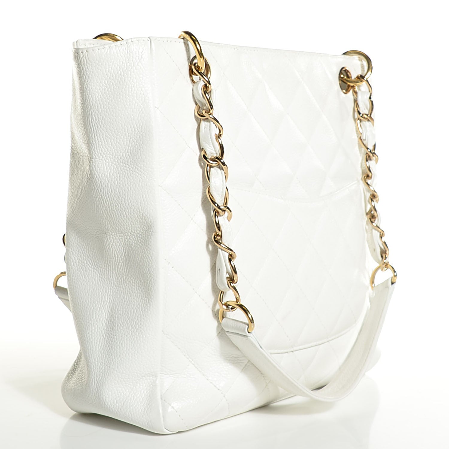 Chanel Caviar Quilted Petit Shopping Tote PST White 11 of 16