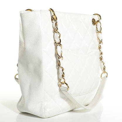 Chanel Caviar Quilted Petit Shopping Tote PST White 11 of 16