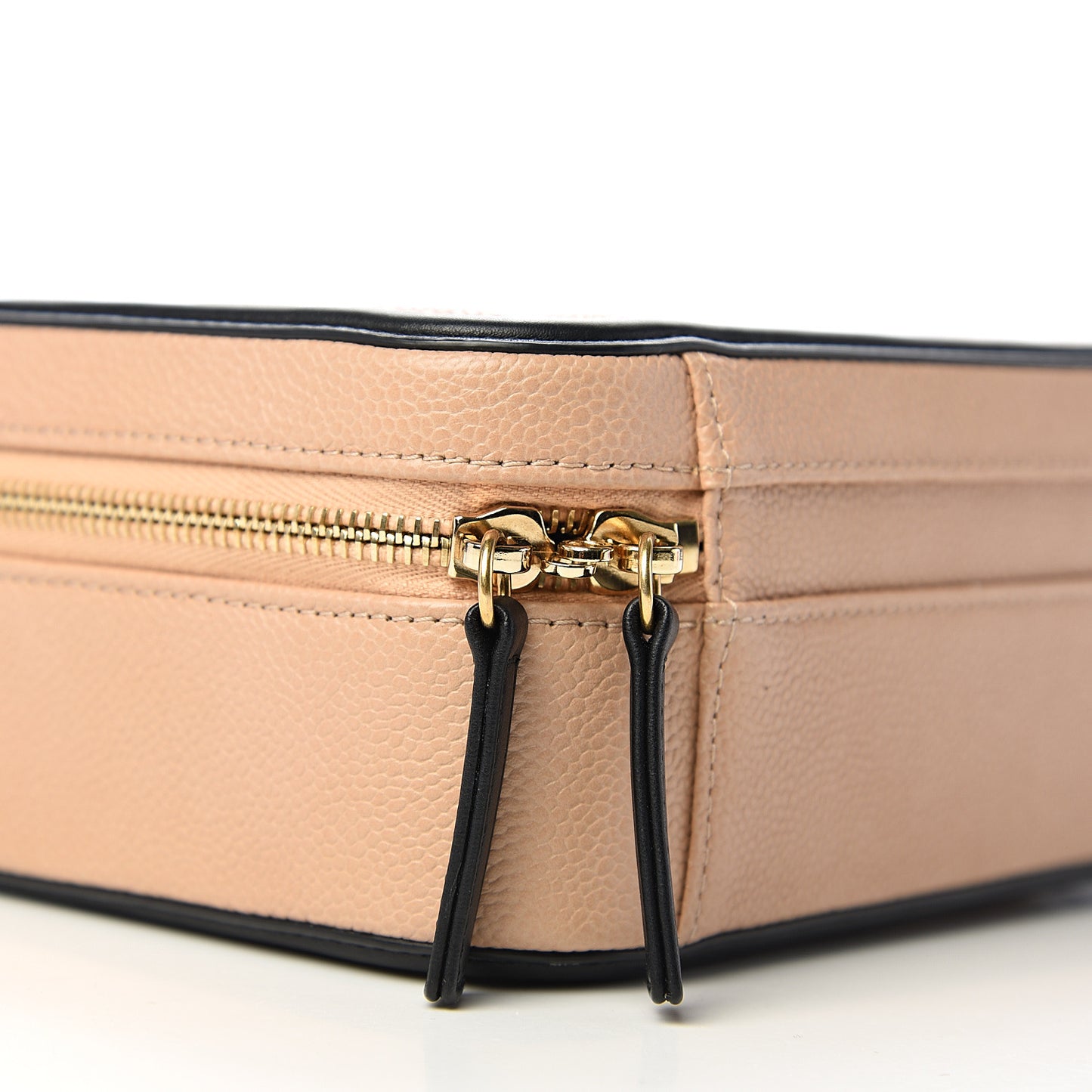 Caviar Quilted Medium CC Filigree Vanity Case Beige Black