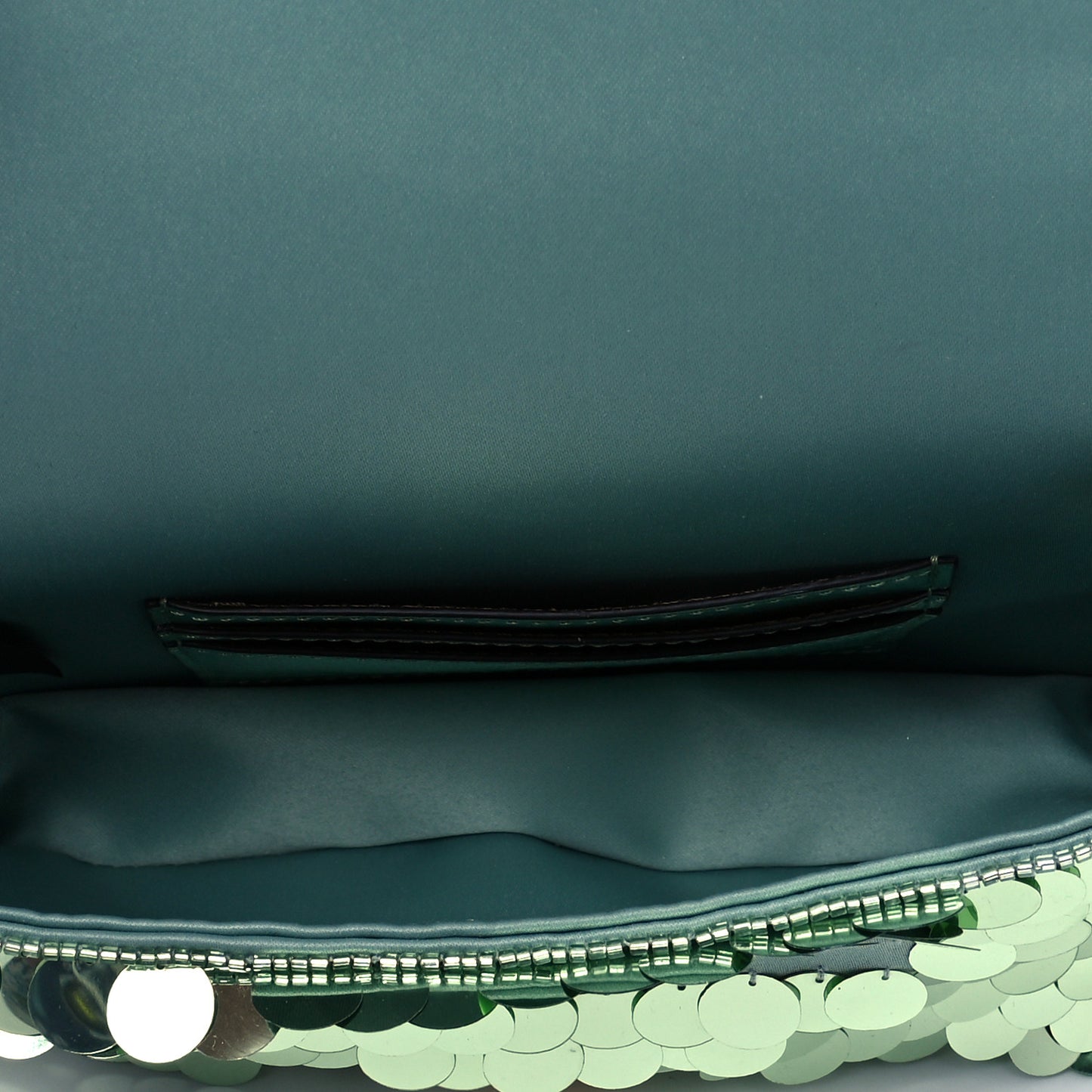 Satin Paillettes Catalan Mirror Mini Baguette 1997 Green