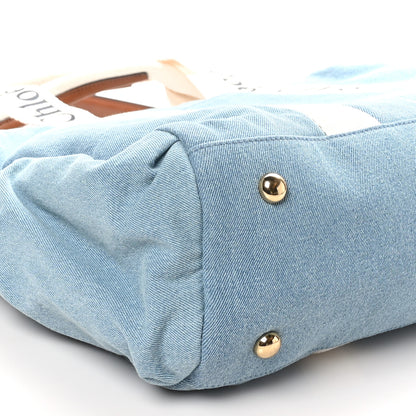 Chloe Canvas Denim Woody Diaper Bag Blue Tan 9 of 10