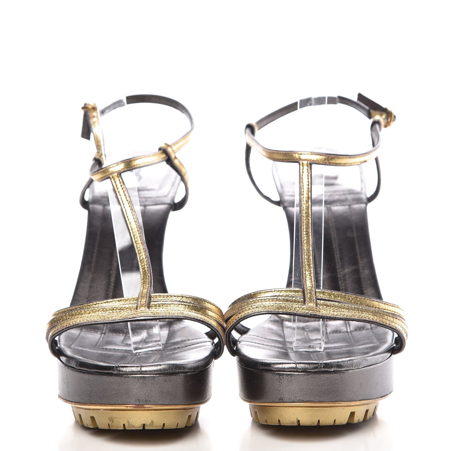 Metallic Trooper Platform Sandals 40 Gold